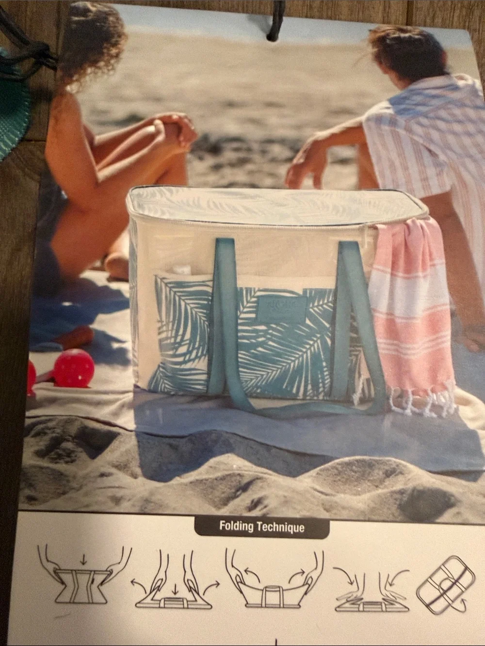 ALOHA Collection Teal Palm Print Beach Tote